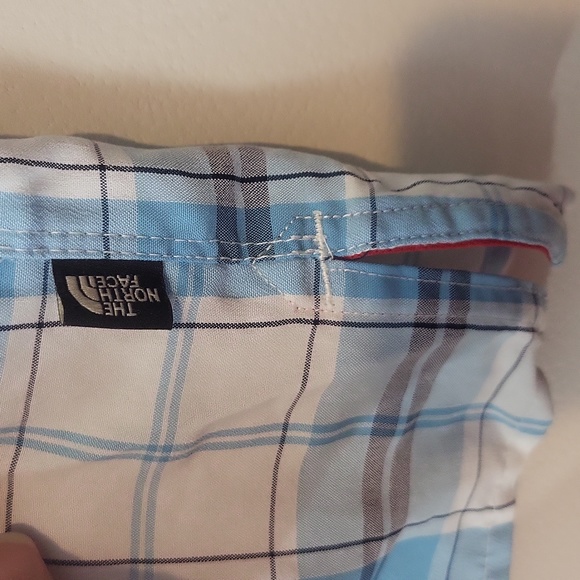 THE NORTH FACE White Blue Loghill Plaid Short Sleeve Shirt - Picture 4 of 14